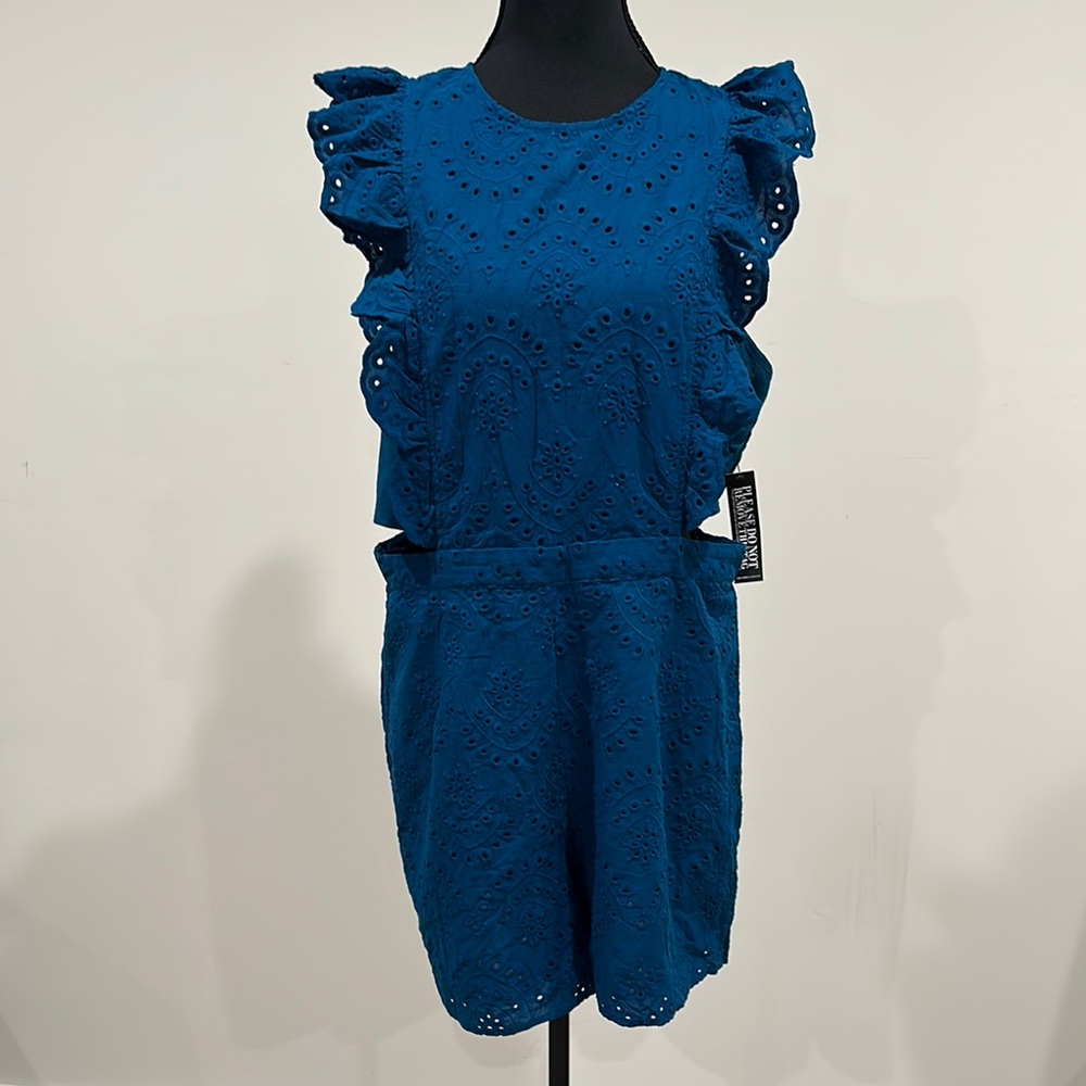 New York & Company Blue Ruffled Mini Sundress